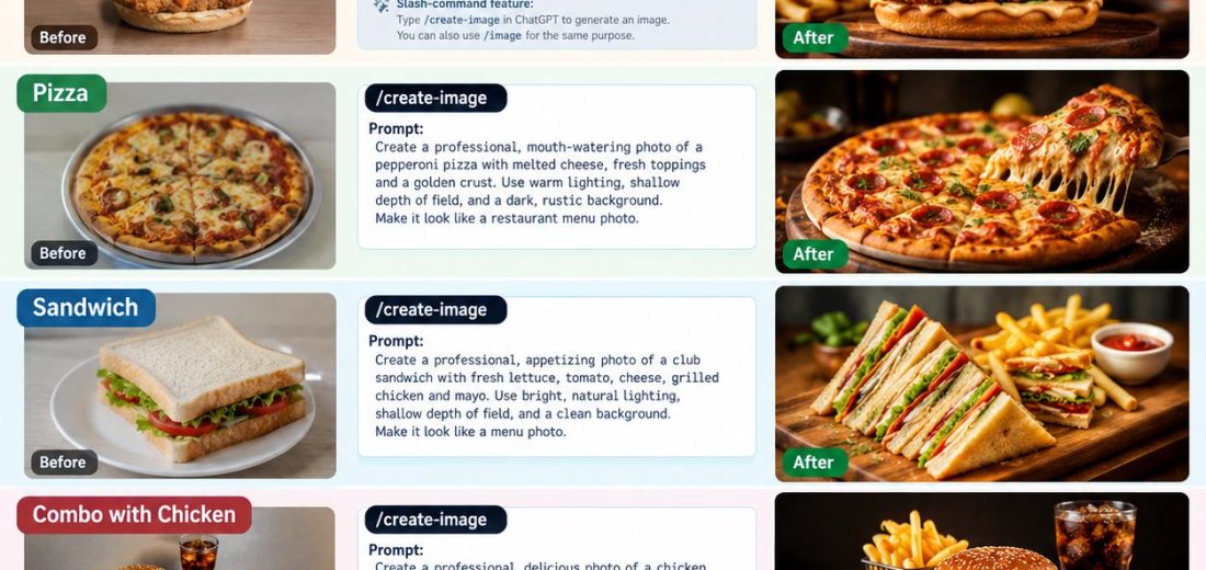 ChatGPT – Slash Commands for Professional Food Menu Photography